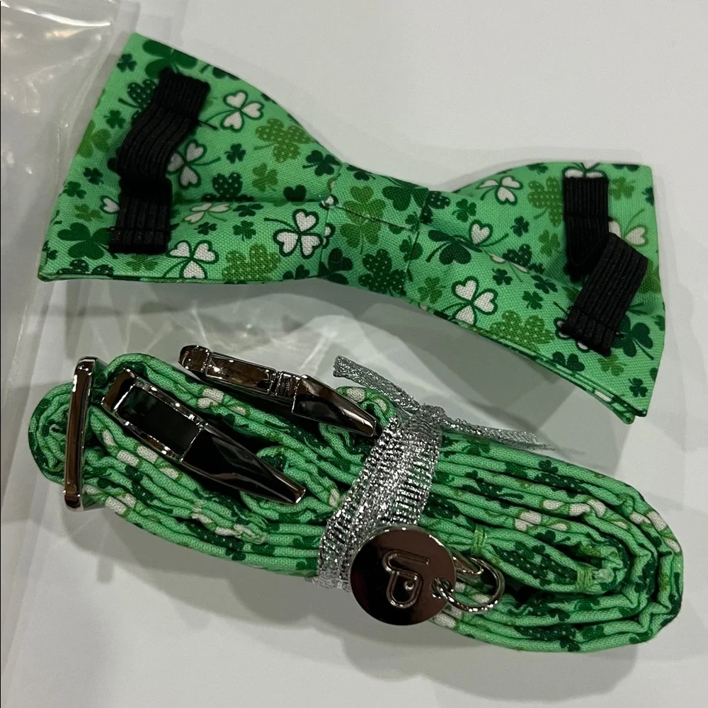 UP Urara Pup shamrock leash and bow tie for dogs size Medium BRAND NEW